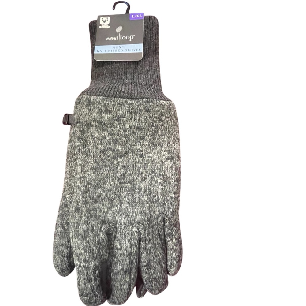 West Loop Mens Knit Ribbed Gloves Size L/XL